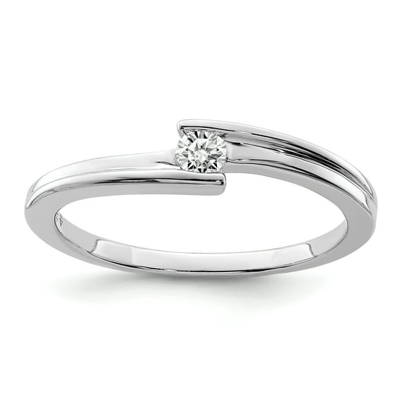 925 Sterling Silver Rhodium Polished Diamond Ring Size 7