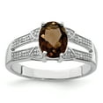 thumbnail image 1 of 925 Sterling Silver Rhodium Smoky Quartz and Diamondond Ring Size 7, 1 of 2