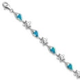 thumbnail image 1 of 925 Sterling Silver Rhodium Starfish with Cubic Zirconia & Created Blue Opal Seashell Size 7.25 Bracelet, 1 of 3
