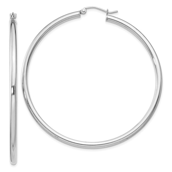 925 Sterling Silver Rhodium-plated 2.5mm Round Hoop Earrings