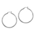 thumbnail image 1 of 925 Sterling Silver Rhodium-plated 2.5mm Satin & Diamond-cut Hoop Earrings, 1 of 6