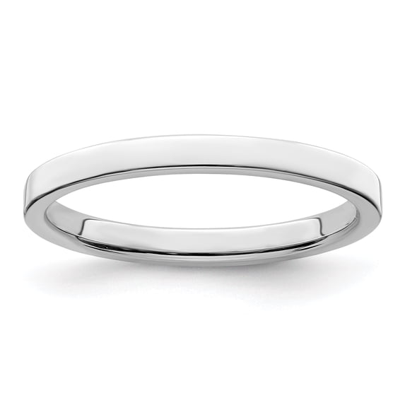 925 Sterling Silver Rhodium-plated 2mm Flat Band Ring Size 5