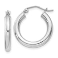thumbnail image 1 of 925 Sterling Silver Rhodium-plated 3mm Round Hoop Earrings, 1 of 5