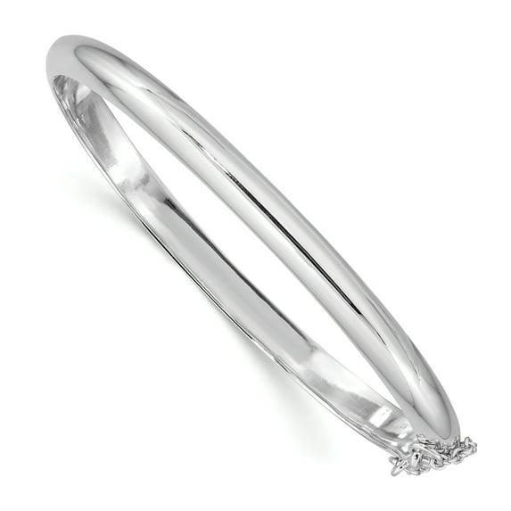 925 Sterling Silver Rhodium-plated 5mm with Chain Bangle Bracelet