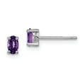 thumbnail image 1 of 925 Sterling Silver Rhodium-plated 5x3mm Oval Amethyst Post Earrings; for Adults and Teens; for Women and Men, 1 of 2
