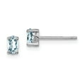 thumbnail image 1 of 925 Sterling Silver Rhodium-plated 5x3mm Oval Aquamarine Post Earrings; for Adults and Teens; for Women and Men, 1 of 2