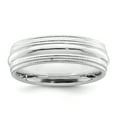 thumbnail image 1 of 925 Sterling Silver Rhodium-plated 6mm Comfort Fit Double Milgrain Band Ring Size 7, 1 of 5