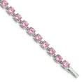 thumbnail image 1 of 925 Sterling Silver Rhodium-plated 7inch Pink Cubic Zirconia Bracelet, 1 of 7