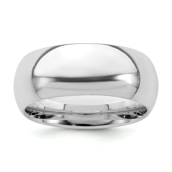925 Sterling Silver Rhodium-plated 8mm Comfort Fit Band Ring Size 8.5