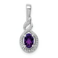 thumbnail image 1 of 925 Sterling Silver Rhodium-plated Amethyst & Diam. Pendant; for Adults and Teens; for Women and Men, 1 of 4