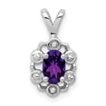 thumbnail image 1 of 925 Sterling Silver Rhodium-plated Amethyst & Diam. Pendant; for Adults and Teens; for Women and Men, 1 of 4