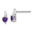 thumbnail image 1 of 925 Sterling Silver Rhodium-plated Amethyst Diamond Earrings, 1 of 5