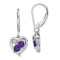 thumbnail image 1 of 925 Sterling Silver Rhodium-plated Amethyst Diamond Earrings, 1 of 5