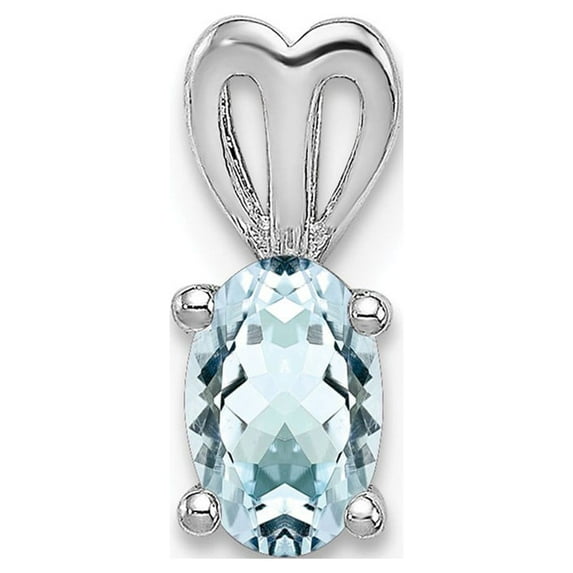 925 Sterling Silver Rhodium-plated Aquamarine Pendant; for Adults and Teens; for Women and Men