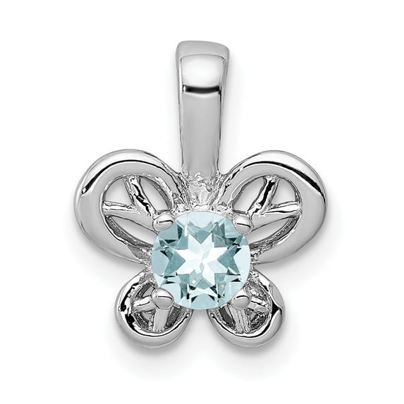 925 Sterling Silver Rhodium-plated Aquamarine Pendant; for Adults and Teens; for Women and Men
