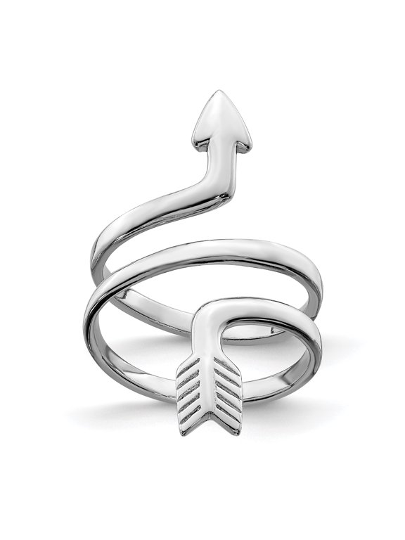 925 Sterling Silver Rhodium-plated Arrow Wrap Ring