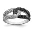 thumbnail image 1 of 925 Sterling Silver Rhodium-plated Black and White Cubic Zirconia Ring Size 6, 1 of 7