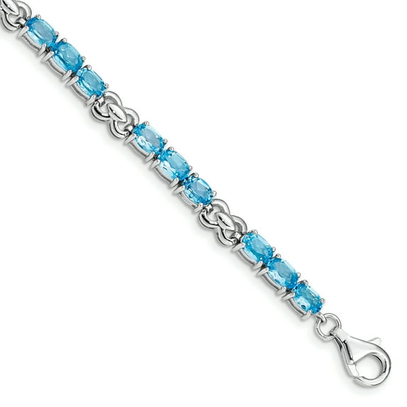 925 Sterling Silver Rhodium-plated Blue Topaz Bracelet