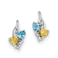 thumbnail image 1 of 925 Sterling Silver Rhodium-plated Blue Topaz & Citrine Diamond (8x14mm) Earrings, 1 of 2