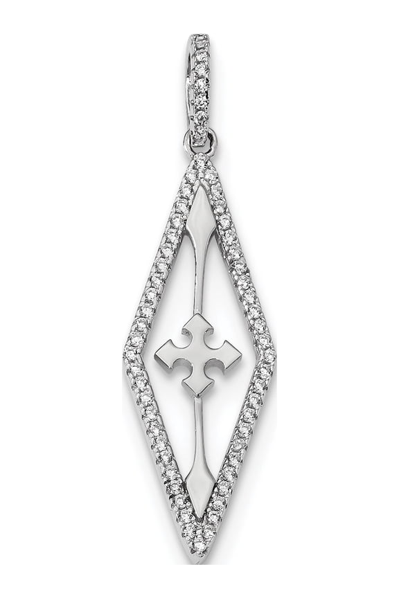 Pure Fire Sterling Silver Rhodium-plated Fancy CZ Pendant