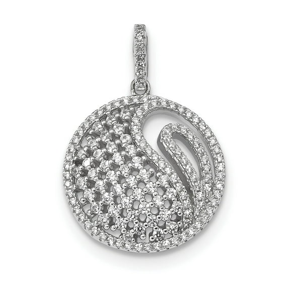 925 Sterling Silver Rhodium-plated CZ (20x30mm) Pendant / Charm