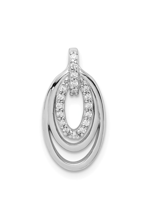 925 Sterling Silver Rhodium-plated CZ 3-Oval Chain Slide; for Adults and Teens; for Women and Men