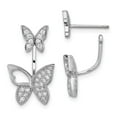 thumbnail image 1 of 925 Sterling Silver Rhodium-plated CZ Butterfly Front and Back Earrings; for Adults and Teens; for Women and Men, 1 of 3