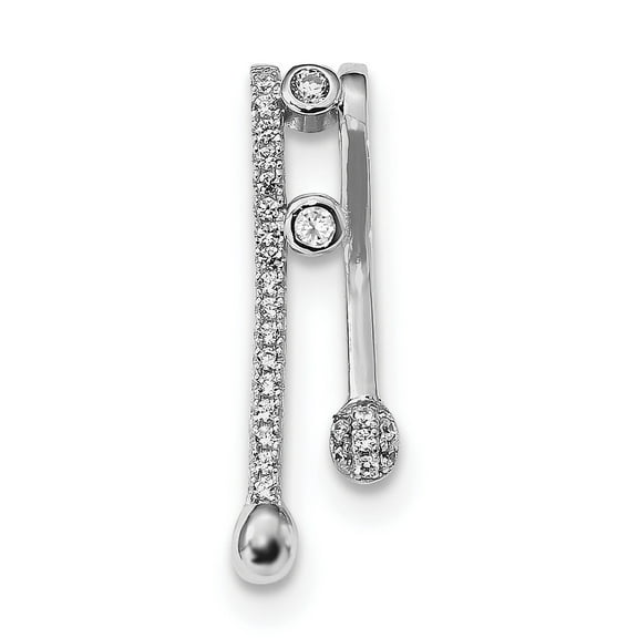 Chain Slide CZ Necklace Pendant 925 Sterling Silver, Rhodium-Plated Sterling Silver
