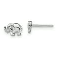 thumbnail image 1 of 925 Sterling Silver Rhodium-plated CZ Elephant Post Earrings, 1 of 3