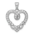 thumbnail image 1 of 925 Sterling Silver Rhodium-plated CZ Heart Claddagh Pendant; for Adults and Teens; for Women and Men, 1 of 4