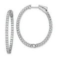 thumbnail image 1 of 925 Sterling Silver Rhodium-plated CZ Hinged Oval Hoop Earrings; for Adults and Teens; for Women and Men, 1 of 3