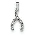 thumbnail image 1 of 925 Sterling Silver Rhodium-plated CZ Wishbone Pendant / Charm, 1 of 2