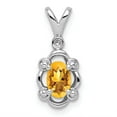thumbnail image 1 of 925 Sterling Silver Rhodium-plated Citrine & Diam. Pendant; for Adults and Teens; for Women and Men, 1 of 4