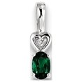 thumbnail image 1 of 925 Sterling Silver Rhodium-plated Created Emerald & Diam. (5x16mm) Pendant / Charm, 1 of 3