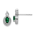 thumbnail image 1 of 925 Sterling Silver Rhodium-plated Created Emerald and Diamond Earrings, 1 of 5