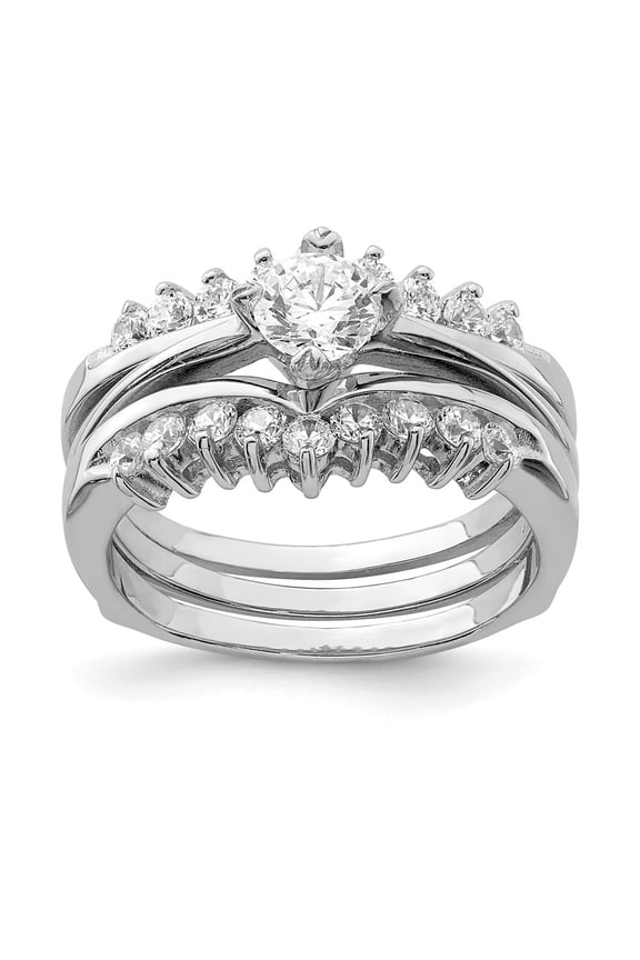 925 Sterling Silver Rhodium-plated Cubic Zirconia ( CZ ) Ring Set