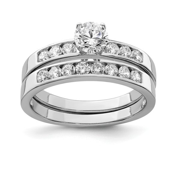 925 Sterling Silver Rhodium-plated Cubic Zirconia ( CZ ) Ring Set