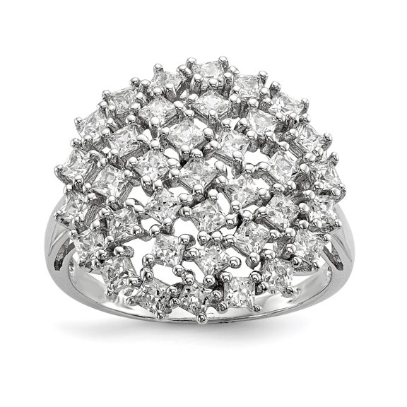 925 Sterling Silver Rhodium-plated Cubic Zirconia Ring Size 6