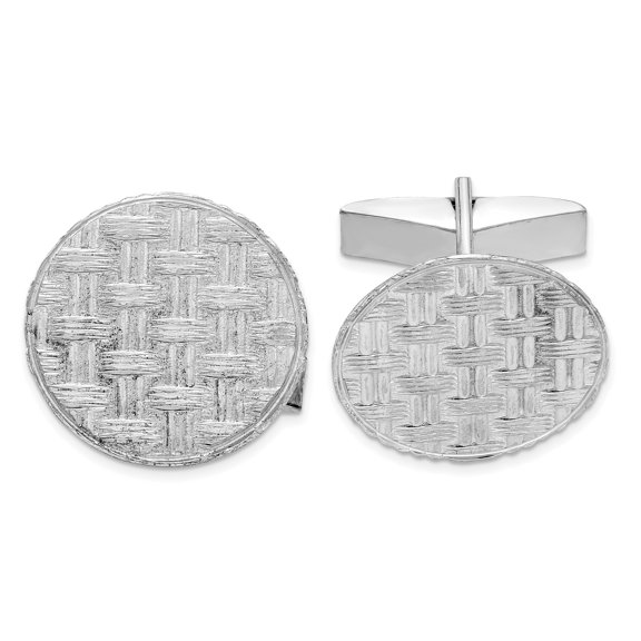 925 Sterling Silver Rhodium-plated Cuff Links