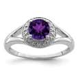 thumbnail image 1 of 925 Sterling Silver Rhodium-plated Diam. & Amethyst Ring Size: 6; for Adults and Teens; for Women and Men, 1 of 5