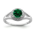 thumbnail image 1 of 925 Sterling Silver Rhodium-plated Diam. & Created Emerald Ring Size: 6; for Adults and Teens; for Women and Men, 1 of 5