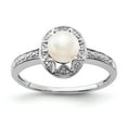 thumbnail image 1 of 925 Sterling Silver Rhodium-plated Diam. & FW Cultured Pearl Ring Size: 5; for Adults and Teens; for Women and Men, 1 of 5