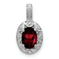 thumbnail image 1 of 925 Sterling Silver Rhodium-plated Diam. & Garnet Pendant; for Adults and Teens; for Women and Men, 1 of 4