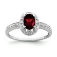 thumbnail image 1 of 925 Sterling Silver Rhodium-plated Diam. & Garnet Ring Size: 10; for Adults and Teens; for Women and Men, 1 of 1
