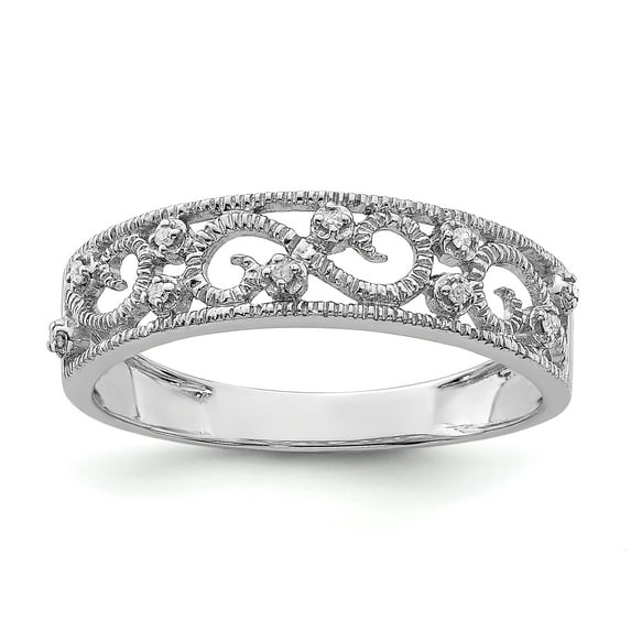 925 Sterling Silver Rhodium-plated Diamond Band Ring Size 6