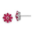 thumbnail image 1 of 925 Sterling Silver Rhodium-plated Diamond & Composite Ruby Earrings, 1 of 5