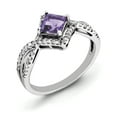 thumbnail image 1 of 925 Sterling Silver Rhodium-plated Diamond and Amethyst Ring Size 7, 1 of 6