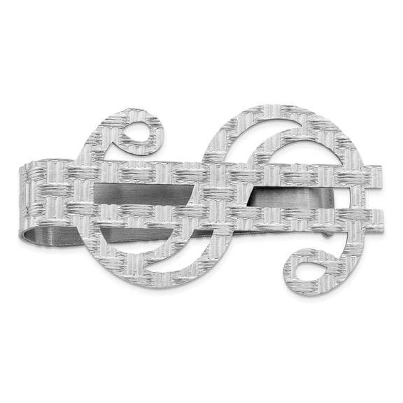 925 Sterling Silver Rhodium-plated Dollar Sign Money Clip