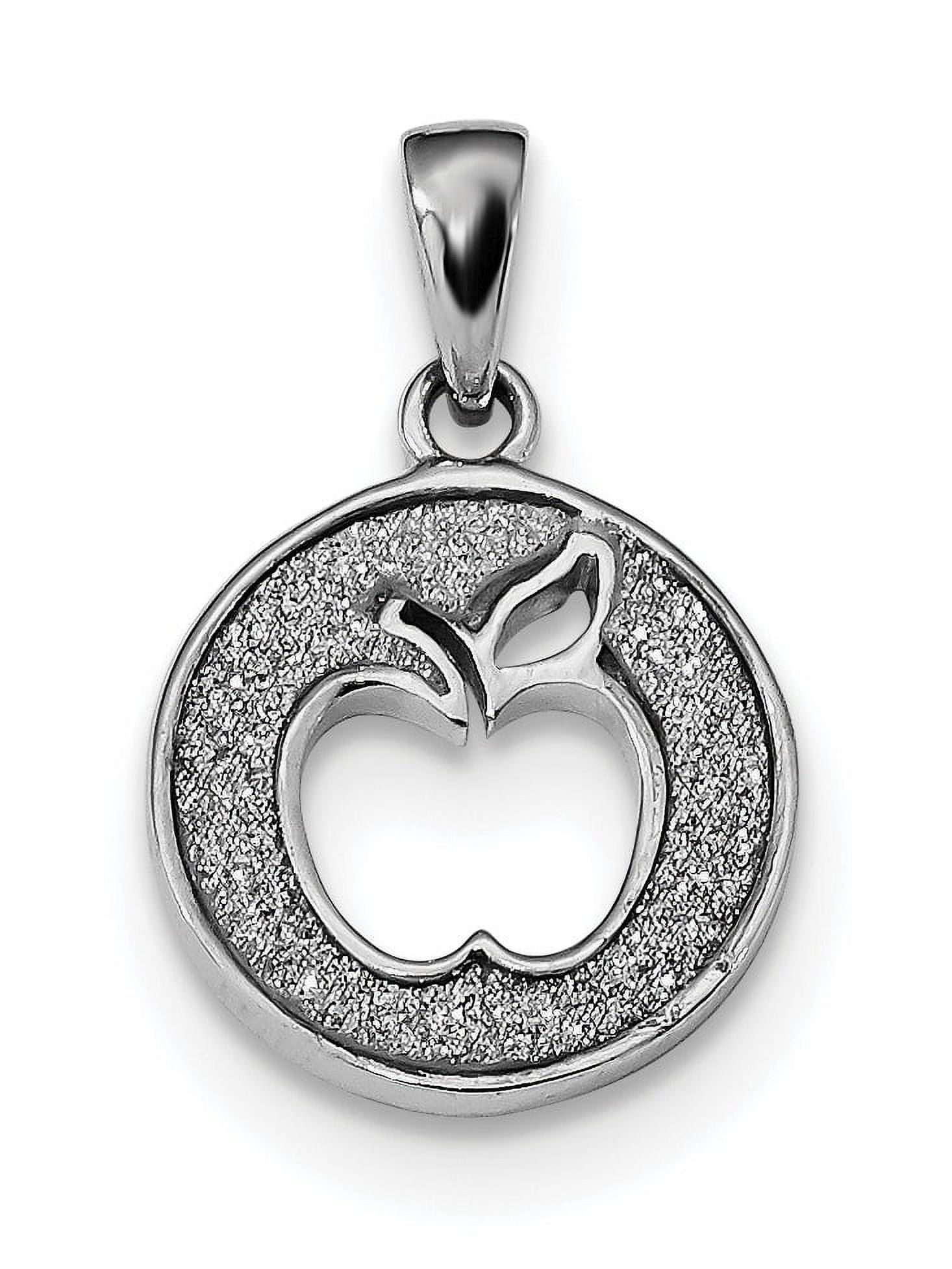 Sterling Silver Enamel Glitter Apple Cut-Out Pendant Sterling Silver Enamel Glitter Apple Cut-Out Pendant
