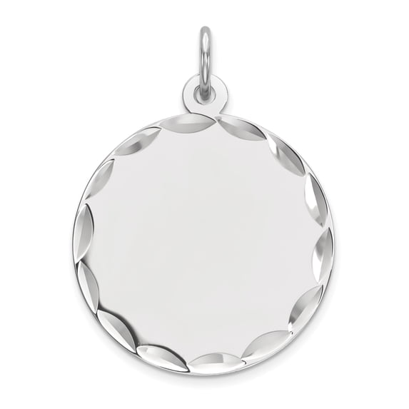 925 Sterling Silver Rhodium-plated Engraveable Round Polished Front/Back Disc Charm Pendant